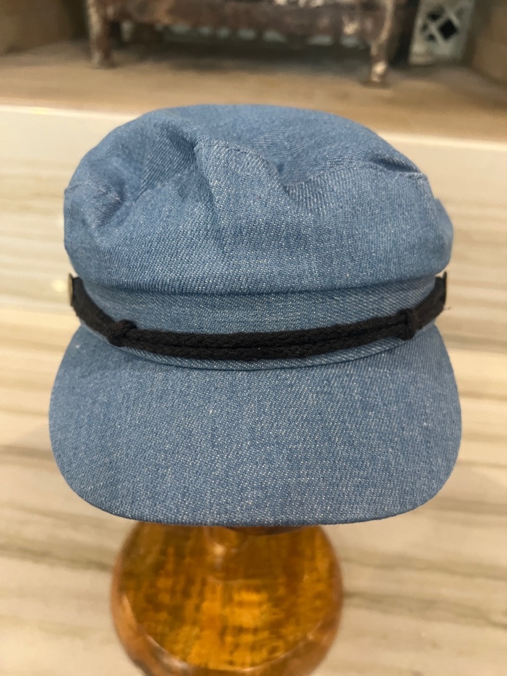 Unbranded Women or Men’s Blue Cotton Cap with Black Rope Trim